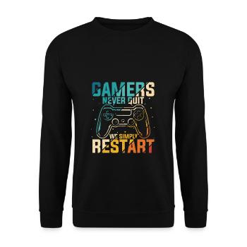 Gamer Gaming Zocken Konsole Nerd Gaming - Unisex Pullover - Schwarz - Vorne - Alina (178cm) & Michal (187cm)