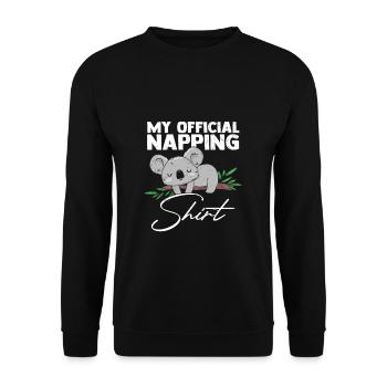 This Is My Official Napping Shirt Faultier Geschen - Unisex Pullover - Schwarz - Vorne - Alina (178cm) & Michal (187cm)