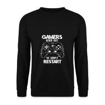 Gamer Gaming Zocken Konsole Nerd Gaming Geschenk - Unisex Pullover - Schwarz - Vorne - Alina (178cm) & Michal (187cm)