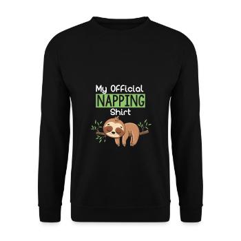This Is My Official Napping Shirt Alpaca Faultier - Unisex Pullover - Schwarz - Vorne - Alina (178cm) & Michal (187cm)