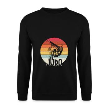 Vintage Judo Retro Judoka - Unisex Pullover - Schwarz - Vorne - Alina (178cm) & Michal (187cm)