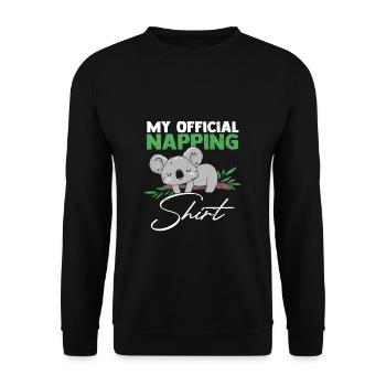 This Is My Official Napping Shirt Koala Faultier S - Unisex Pullover - Schwarz - Vorne - Alina (178cm) & Michal (187cm)