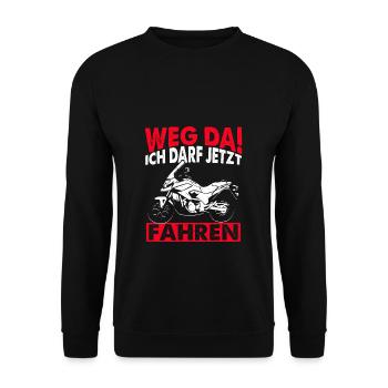 Motorrad Biker Motorbike Motorrad Führerschein Ges - Unisex Pullover - Schwarz - Vorne - Alina (178cm) & Michal (187cm)