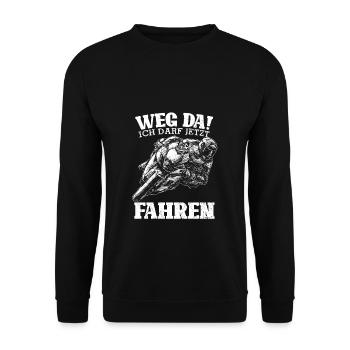 Motorrad Biker Motorbike Motorrad Führerschein - Unisex Pullover - Schwarz - Vorne - Alina (178cm) & Michal (187cm)