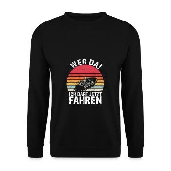 Motorboot Boot Fahren Sportboot Führerschein - Unisex Pullover - Schwarz - Vorne - Alina (178cm) & Michal (187cm)