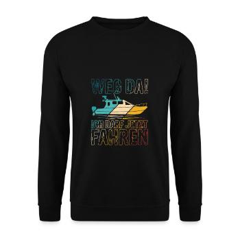 Motorboot Boot Fahren Sportboot Führerschein Gesch - Unisex Pullover - Schwarz - Vorne - Alina (178cm) & Michal (187cm)