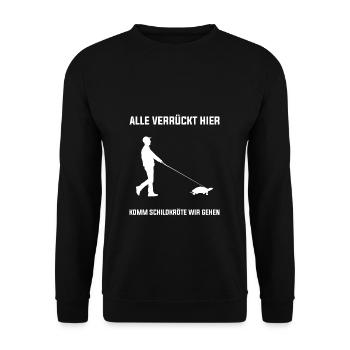 Alle Verrückt Komm Schildkröte Wir Gehen Lustiger - Unisex Pullover - Schwarz - Vorne - Alina (178cm) & Michal (187cm)
