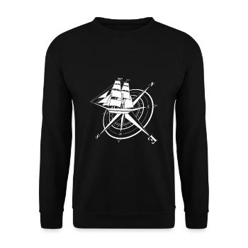 Kompass Segler Segeln Geschenk Himmelsrichtungen S - Unisex Pullover - Schwarz - Vorne - Alina (178cm) & Michal (187cm)
