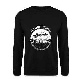 Heimathafen Flensburg Moin Flensburger Norddeutsch - Unisex Pullover - Schwarz - Vorne - Alina (178cm) & Michal (187cm)