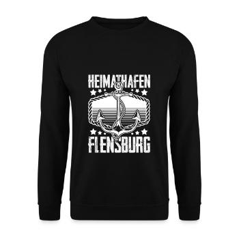 Heimathafen Flensburg Moin Flensburger Norddeutsch - Unisex Pullover - Schwarz - Vorne - Alina (178cm) & Michal (187cm)