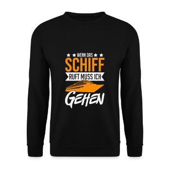 Kreuzfahrt Yacht Geschenk Spruch - Wenn das Schiff - Unisex Pullover - Schwarz - Vorne - Alina (178cm) & Michal (187cm)