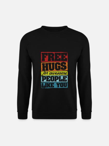 Free Hugs Spruch Umarmung Awesome Festival Geschen - Unisex Pullover - Schwarz