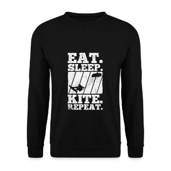 Kiteboarding Kite Kiten - Eat Sleep Kite Kitesurfe - Unisex Pullover - Schwarz - Vorne - Alina (178cm) & Michal (187cm)