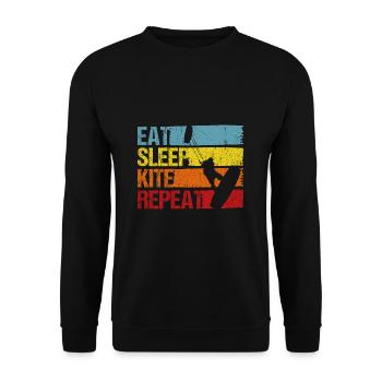 Kiteboarding Kite Kiten - Eat Sleep Kite Kitesurfe - Unisex Pullover - Schwarz - Vorne - Alina (178cm) & Michal (187cm)