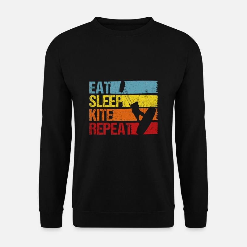 Kiteboarding Kite Kiten - Eat Sleep Kite Kitesurfe - Unisex Pullover - Schwarz