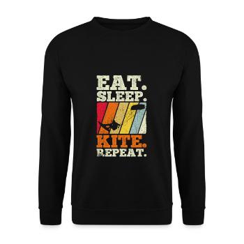 Kiteboarding Kite Kiten - Eat Sleep Kite Kitesurfe - Unisex Pullover - Schwarz - Vorne - Alina (178cm) & Michal (187cm)