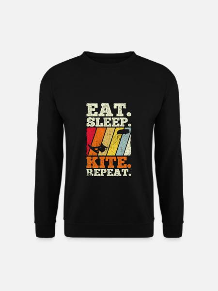 Kiteboarding Kite Kiten - Eat Sleep Kite Kitesurfe - Unisex Pullover - Schwarz
