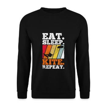 Kiteboarding Kite Kiten - Eat Sleep Kite Kitesurfe - Unisex Pullover - Schwarz - Vorne - Alina (178cm) & Michal (187cm)