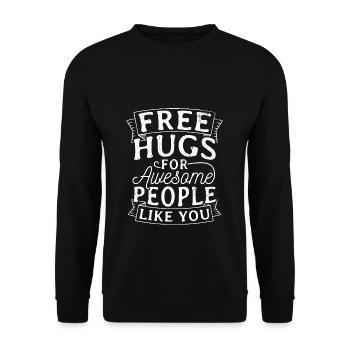 Free Hugs for Awesome People - Festival Geschenk - Unisex Pullover - Schwarz - Vorne - Alina (178cm) & Michal (187cm)