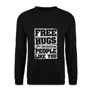 Free Hugs for Awesome People - Festival Geschenk - Unisex Pullover - Schwarz - Vorne - Alina (178cm) & Michal (187cm)
