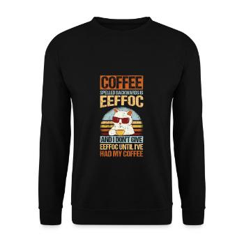 Coffee spelled backwards is Eeffoc Katze I Hate Pe - Unisex Pullover - Schwarz - Vorne - Alina (178cm) & Michal (187cm)