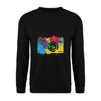 Kamera Fotograf Photographie Kreative Farblich - Unisex Pullover - Schwarz - Vorne - Alina (178cm) & Michal (187cm)