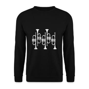 Retro Vintage Trompete Geschenkidee Trompeten Spie - Unisex Pullover - Schwarz - Vorne - Alina (178cm) & Michal (187cm)