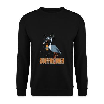 Suffreiher Bier Alkohol Saufen Party Feiern Vogel - Unisex Pullover - Schwarz - Vorne - Alina (178cm) & Michal (187cm)