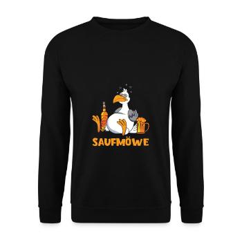 Saufmöwe Bier Alkohol Saufen Party Feiern Vogel - Unisex Pullover - Schwarz - Vorne - Alina (178cm) & Michal (187cm)