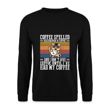 Coffee spelled backwards is Eeffoc Katze I Hate Pe - Unisex Pullover - Schwarz - Vorne - Alina (178cm) & Michal (187cm)