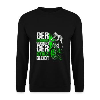 Mountainbike MTB Geschenk BMX Kleidung MTB Spruch - Unisex Pullover - Schwarz - Vorne - Alina (178cm) & Michal (187cm)