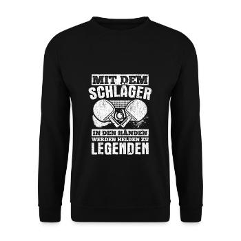 Mit dem Schläger in den Händen werdne Helden zu Le - Unisex Pullover - Schwarz - Vorne - Alina (178cm) & Michal (187cm)