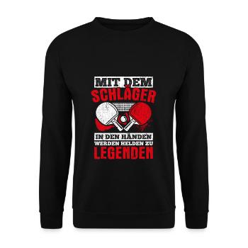 Mit dem Schläger in den Händen werdne Helden zu Le - Unisex Pullover - Schwarz - Vorne - Alina (178cm) & Michal (187cm)