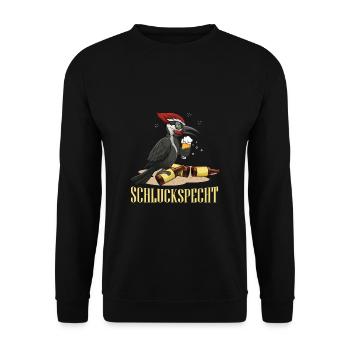 Schluckspecht Bier Alkohol Saufen Party Feiern - Unisex Pullover - Schwarz - Vorne - Alina (178cm) & Michal (187cm)