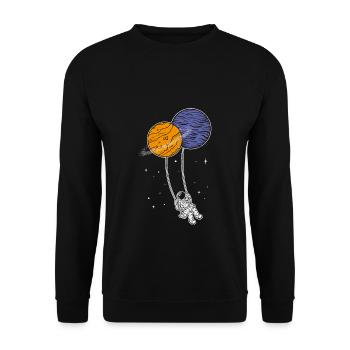Astronaut Schaukel Planeten Weltraum Kinder Astron - Unisex Pullover - Schwarz - Vorne - Alina (178cm) & Michal (187cm)