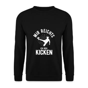 Mir reichts ich geh kicken Fußball Fußballer Gesch - Unisex Pullover - Schwarz - Vorne - Alina (178cm) & Michal (187cm)
