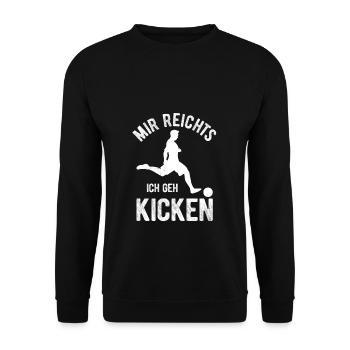 Mir reichts ich geh kicken Fußball Fußballer Gesch - Unisex Pullover - Schwarz - Vorne - Alina (178cm) & Michal (187cm)