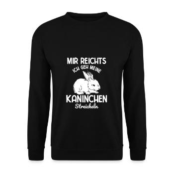 Mir reichts ich geh zu meinen Kaninchen Hasen Gesc - Unisex Pullover - Schwarz - Vorne - Alina (178cm) & Michal (187cm)