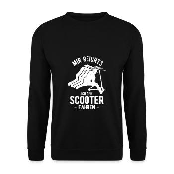 Mir Reichts Stunt Scooter Roller Tretroller Spruch - Unisex Pullover - Schwarz - Vorne - Alina (178cm) & Michal (187cm)