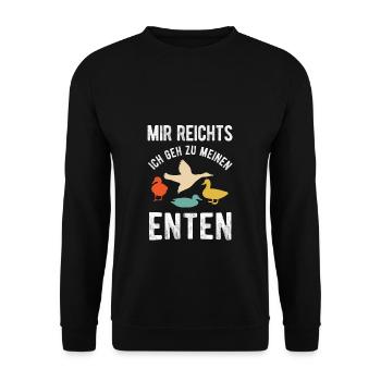 Mir reichts ich geh zu meinen Enten Entenzüchter G - Unisex Pullover - Schwarz - Vorne - Alina (178cm) & Michal (187cm)