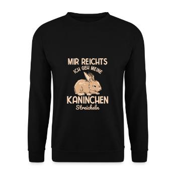 Kaninchen Spruch Hasen Geschenk - Unisex Pullover - Schwarz - Vorne - Alina (178cm) & Michal (187cm)