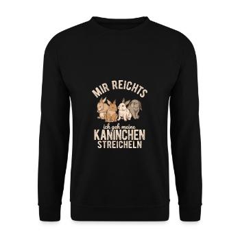 Kaninchen Kaninchenliebhaber Spruch Hasen Geschenk - Unisex Pullover - Schwarz - Vorne - Alina (178cm) & Michal (187cm)
