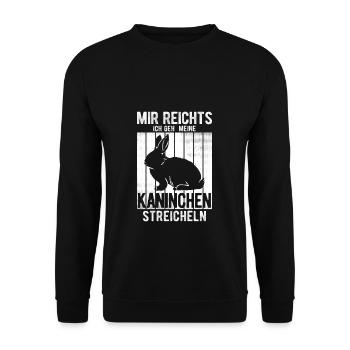 Kaninchen Spruch Hasen Geschenk - Unisex Pullover - Schwarz - Vorne - Alina (178cm) & Michal (187cm)