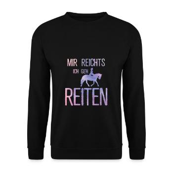 Reiten Reitsport Reiter Geschenk Pferde - Unisex Pullover - Schwarz - Vorne - Alina (178cm) & Michal (187cm)