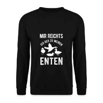 Enten Entenzüchter Spruch - Unisex Pullover - Schwarz - Vorne - Alina (178cm) & Michal (187cm)