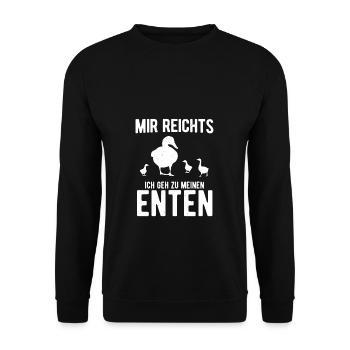 Enten Entenzüchter Geschenk - Unisex Pullover - Schwarz - Vorne - Alina (178cm) & Michal (187cm)