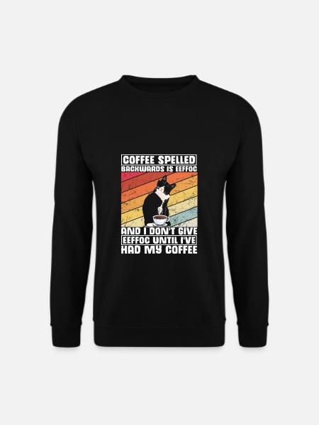 Coffee spelled backwards is Eeffoc | I Hate Mornin - Unisex Pullover - Schwarz