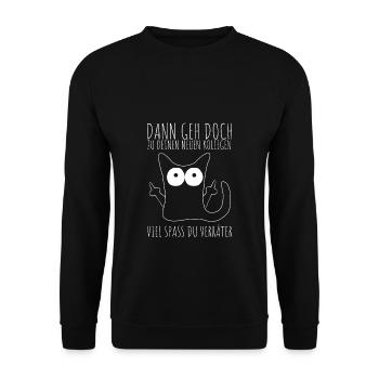 Abschied Jobwechsel neuer Job Verräter Witz Gesche - Unisex Pullover - Schwarz - Vorne - Alina (178cm) & Michal (187cm)