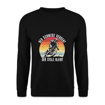 Mountainbike MTB Geschenk BMX Shirt MTB Spruch - Unisex Pullover - Schwarz - Vorne - Alina (178cm) & Michal (187cm)
