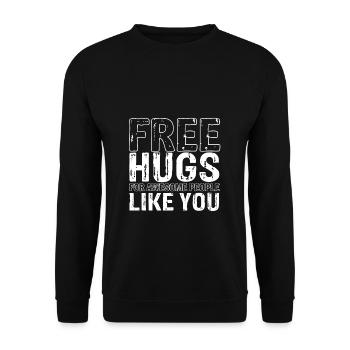 Free Hugs for Awesome People - Festival Geschenk - Unisex Pullover - Schwarz - Vorne - Alina (178cm) & Michal (187cm)